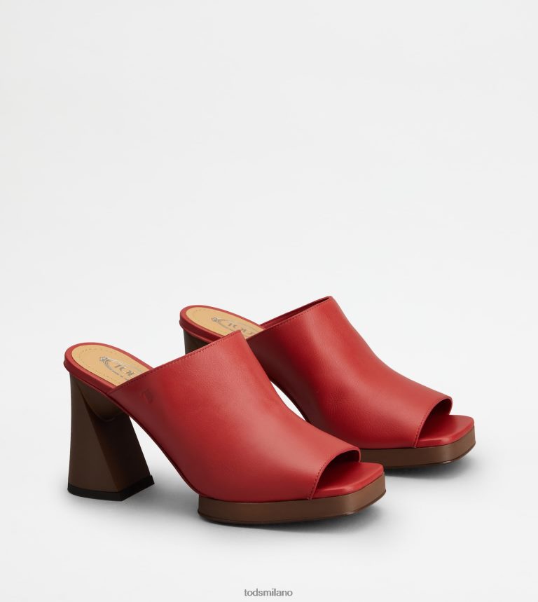 donnerosso Tod's sabot con plateau in pelle con tacco P66X8B221