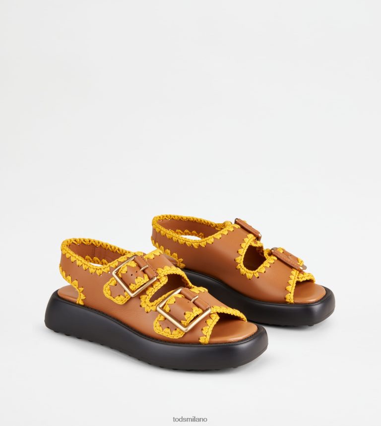donnemarrone Tod's sandali con doppio cinturino in pelle P66X8B202