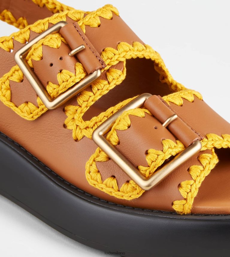 donnemarrone Tod's sandali con doppio cinturino in pelle P66X8B202