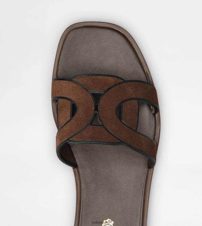 donnemarrone Tod's sandali in pelle scamosciata P66X8B216