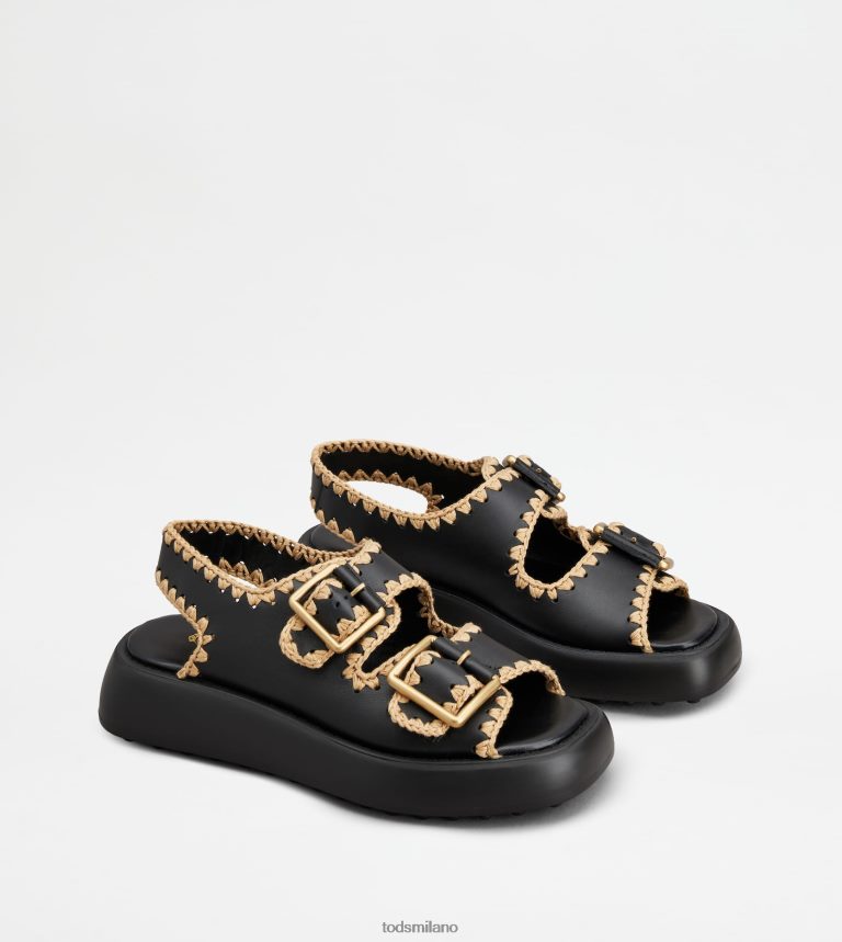 donnenero Tod's sandali con doppio cinturino in pelle P66X8B203