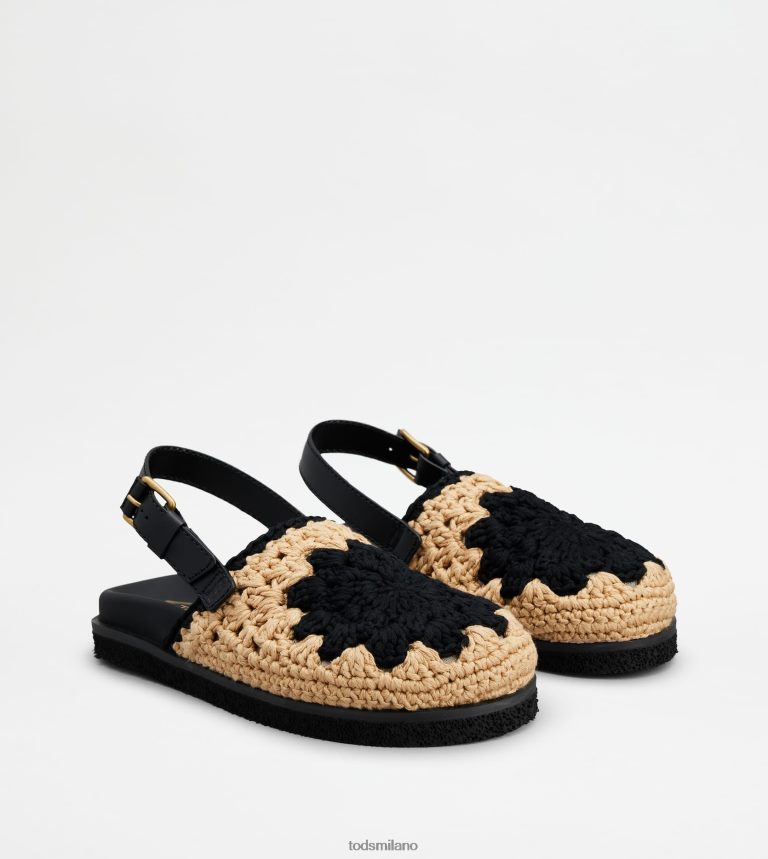 donnenero/beige Tod's sandali in tessuto e pelle P66X8B208