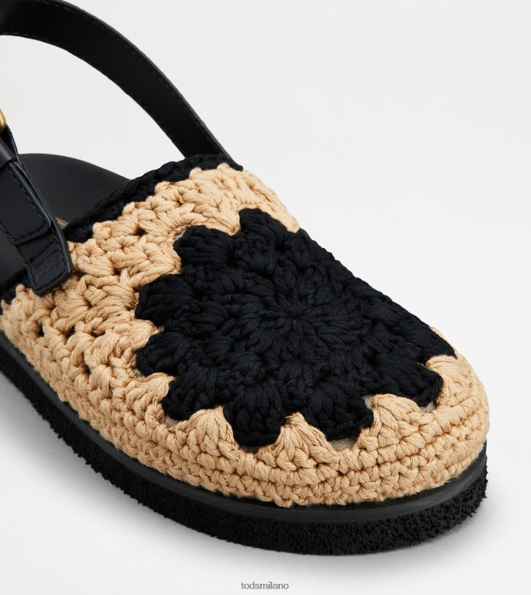 donnenero/beige Tod's sandali in tessuto e pelle P66X8B208