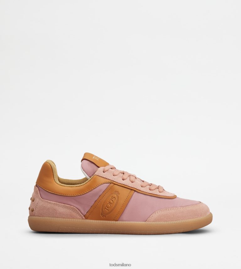 donnearancione/rosa Tod's sneakers con linguetta in camoscio e tessuto P66X8B140