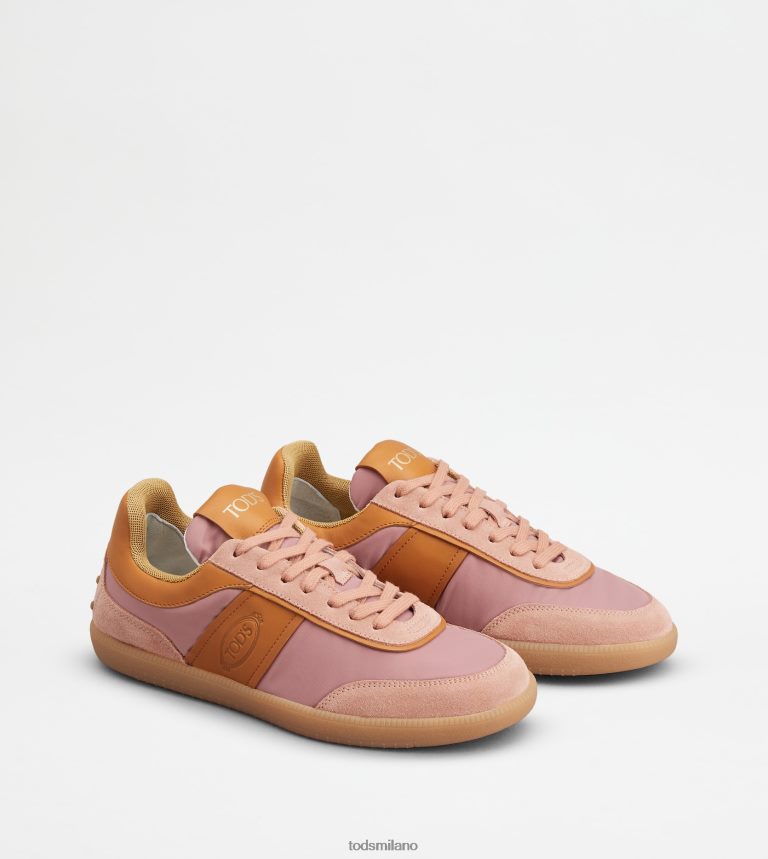 donnearancione/rosa Tod's sneakers con linguetta in camoscio e tessuto P66X8B140