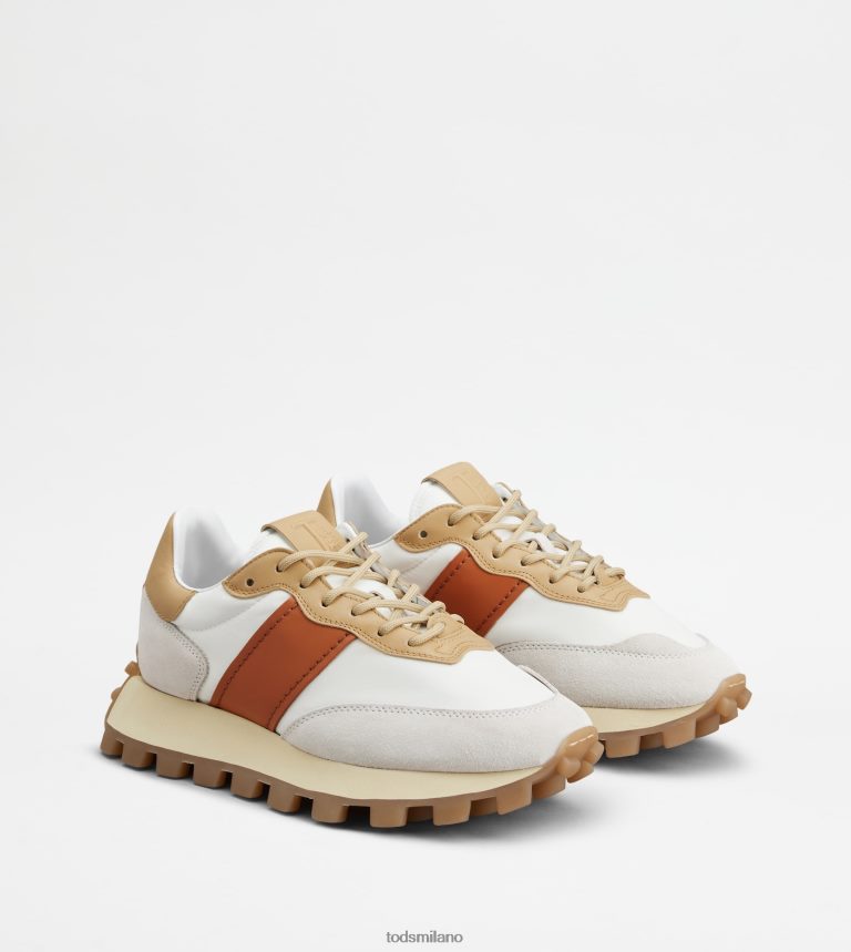 donnebianco/beige/arancione Tod's sneakers 1t in camoscio e tessuto P66X8B131