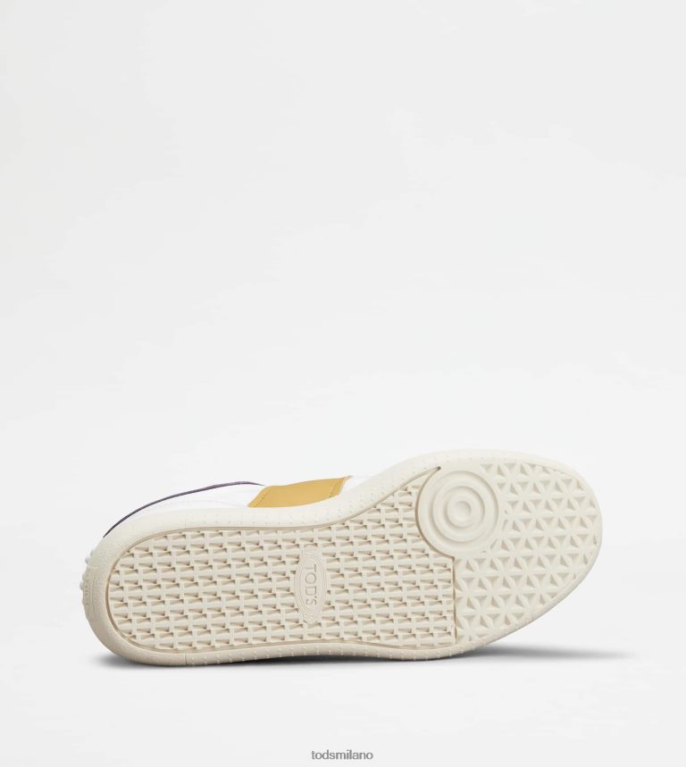donnebianco/giallo/viola Tod's sneakers con linguetta in pelle liscia e camoscio P66X8B141