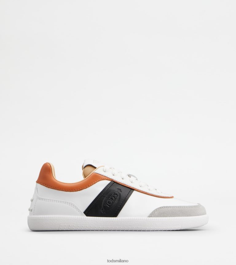 donnebianco/nero/marrone Tod's sneakers con linguetta in pelle P66X8B137