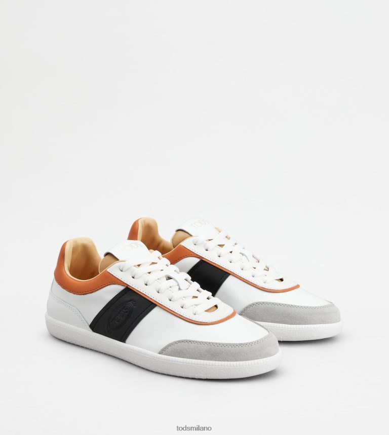 donnebianco/nero/marrone Tod's sneakers con linguetta in pelle P66X8B137