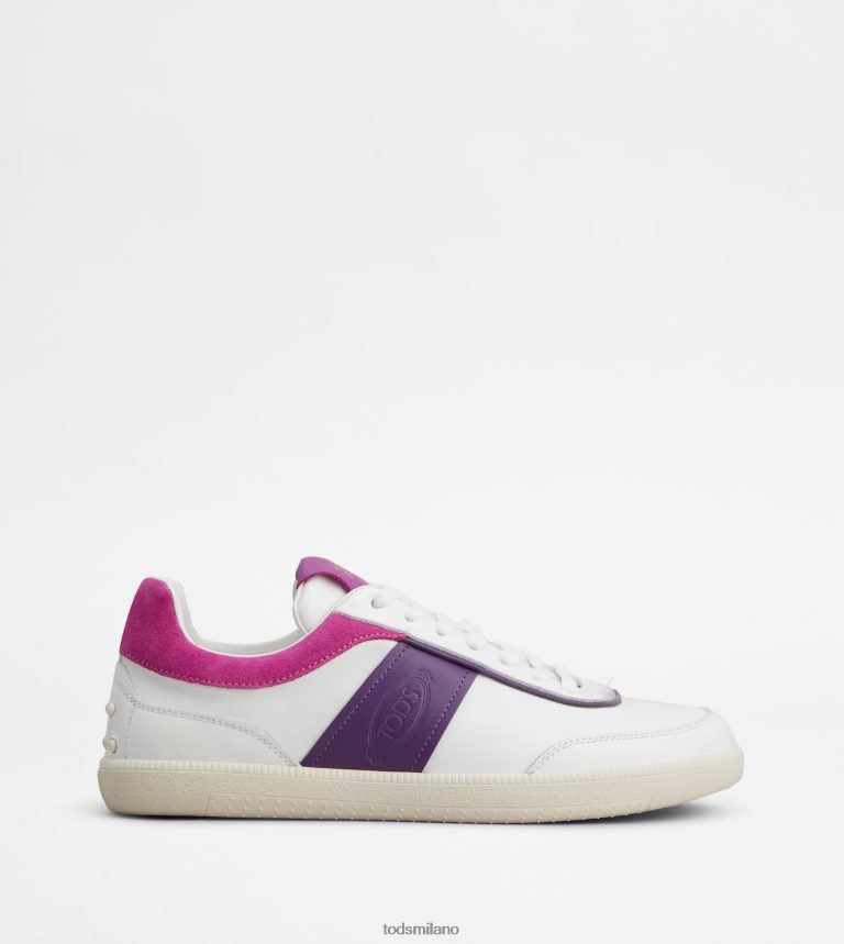 donnebianco/viola Tod's sneakers con linguetta in pelle P66X8B142