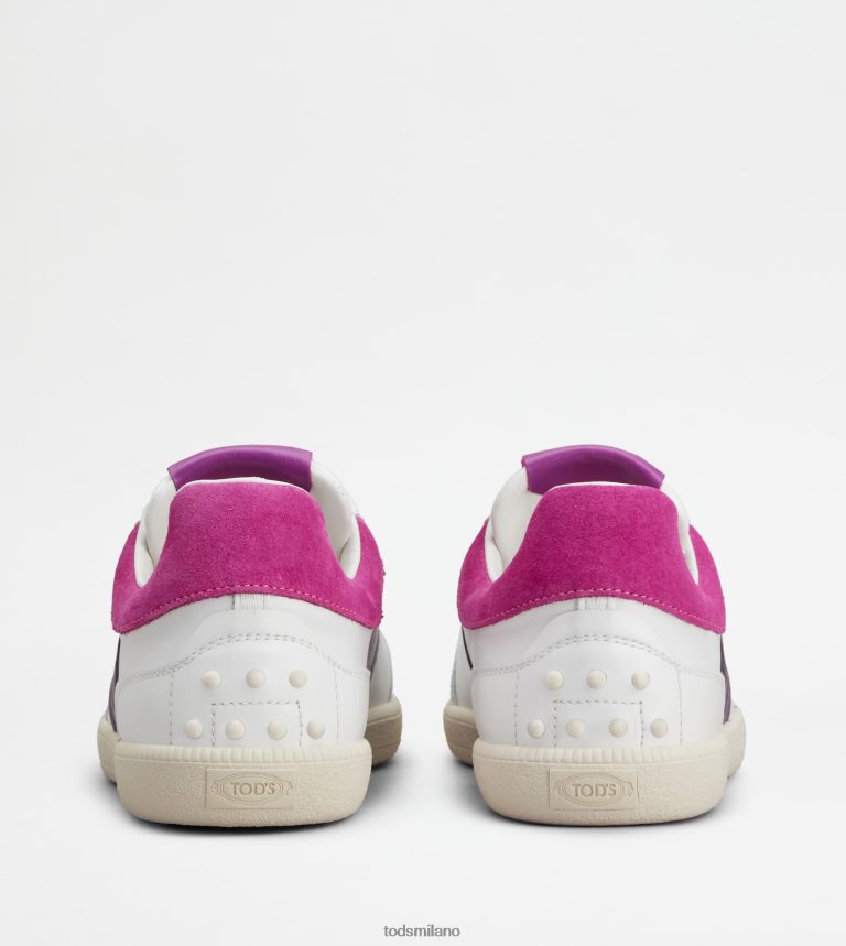donnebianco/viola Tod's sneakers con linguetta in pelle P66X8B142