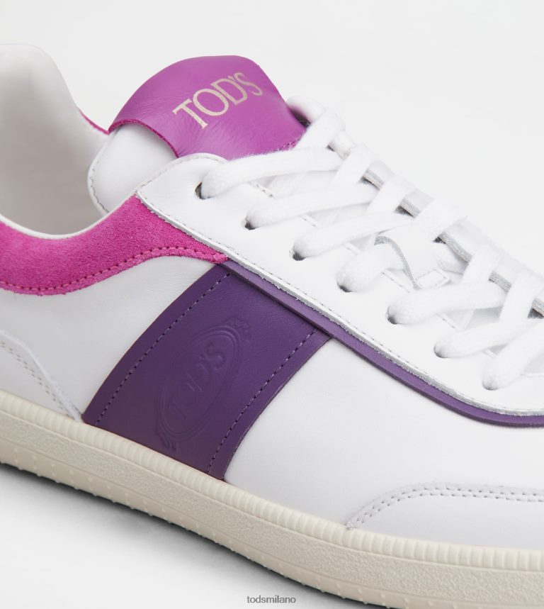 donnebianco/viola Tod's sneakers con linguetta in pelle P66X8B142