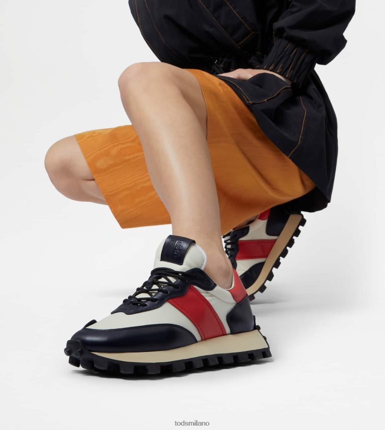 donneblu/rosso/bianco Tod's sneakers 1t in pelle e tessuto P66X8B132