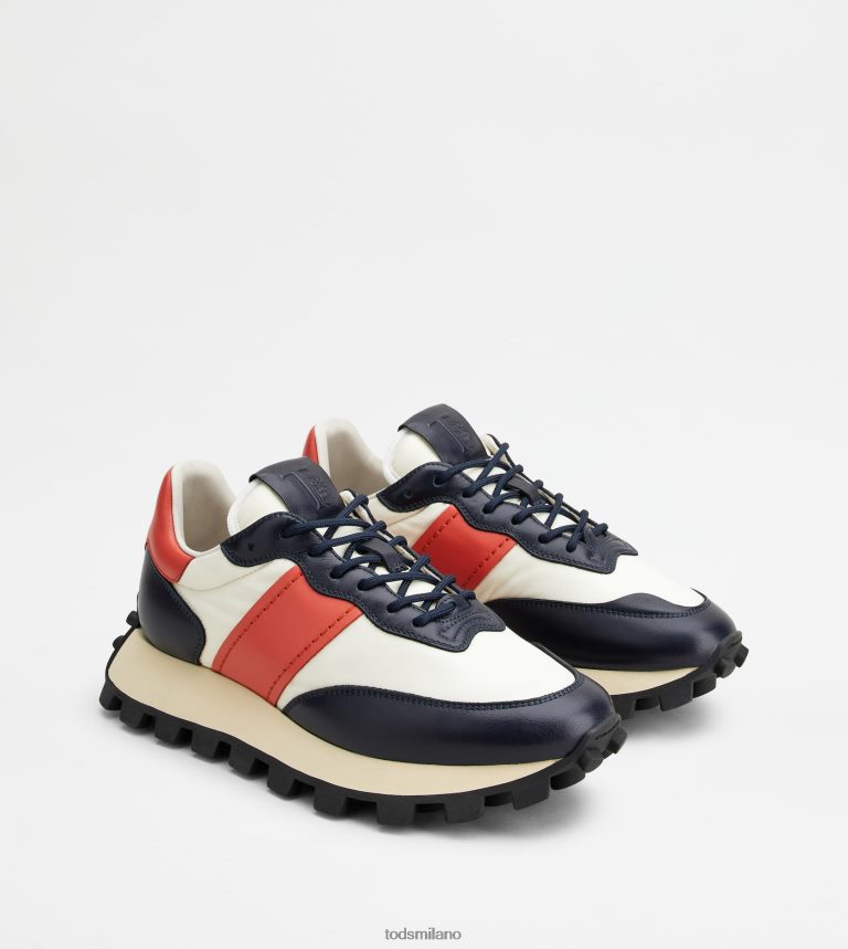 donneblu/rosso/bianco Tod's sneakers 1t in pelle e tessuto P66X8B132