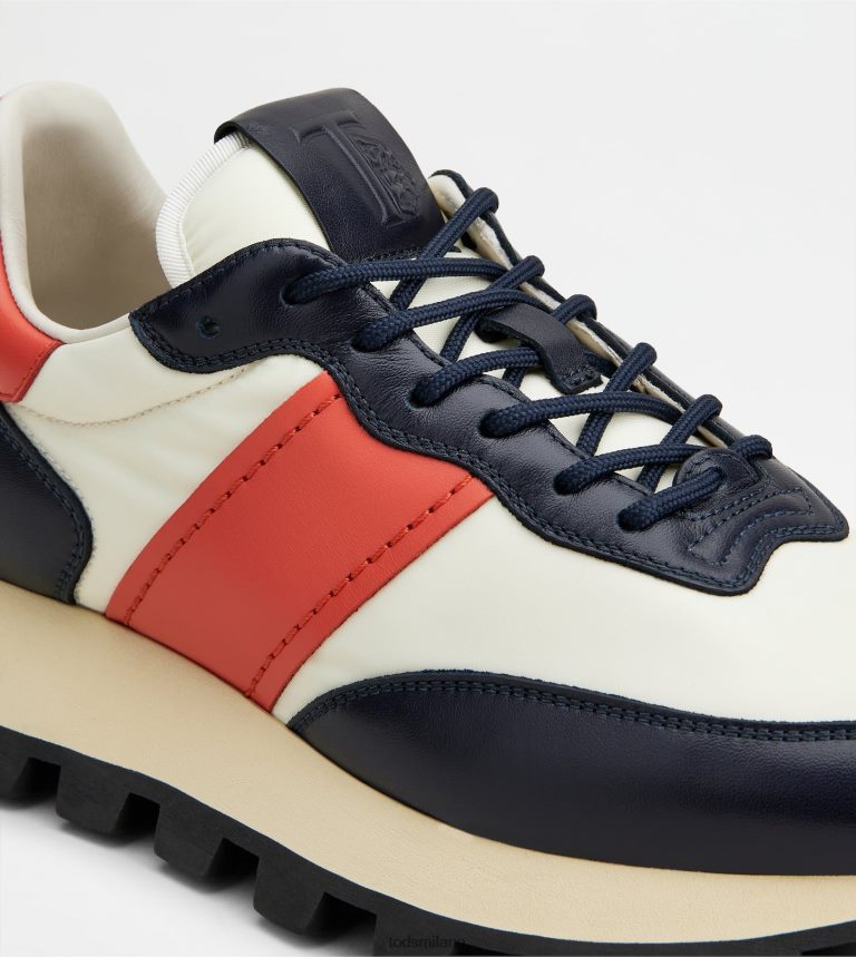 donneblu/rosso/bianco Tod's sneakers 1t in pelle e tessuto P66X8B132