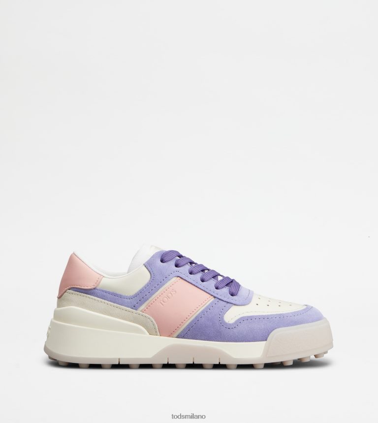 donneviola/rosa/bianco sporco Tod's sneakers in camoscio e pelle liscia P66X8B145