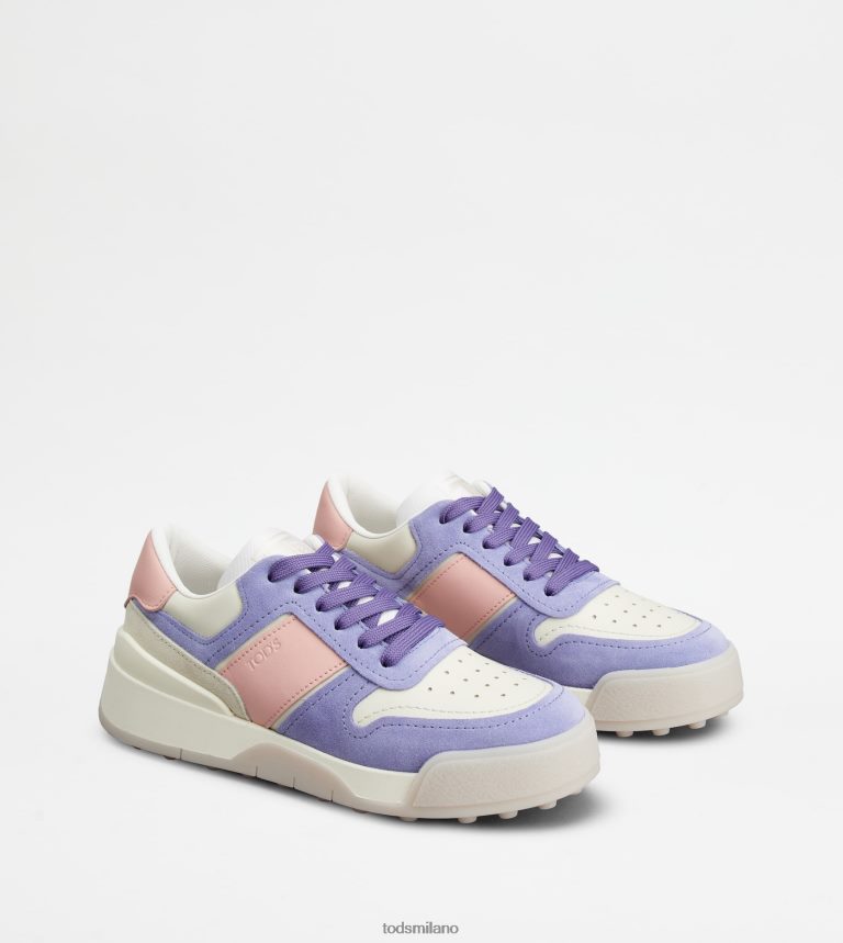 donneviola/rosa/bianco sporco Tod's sneakers in camoscio e pelle liscia P66X8B145