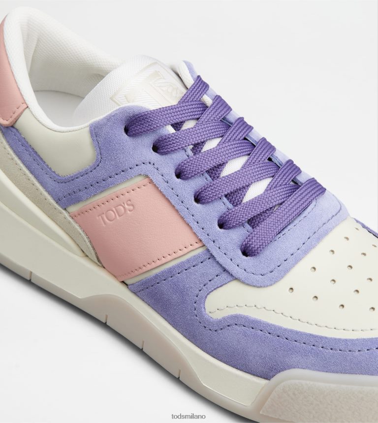 donneviola/rosa/bianco sporco Tod's sneakers in camoscio e pelle liscia P66X8B145