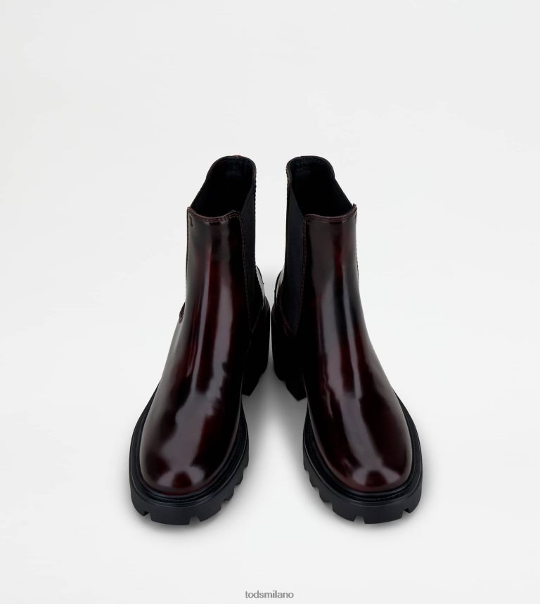 donneBorgogna Tod's stivaletti in pelle P66X8B166
