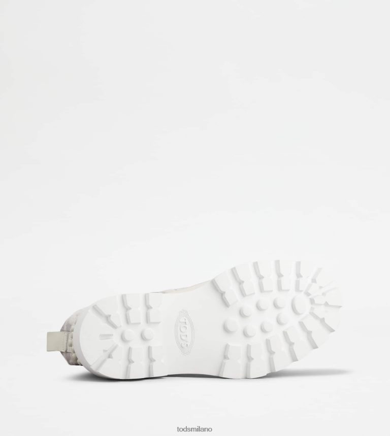 donnebianco Tod's anfibi Kate in tessuto e pelle P66X8B181