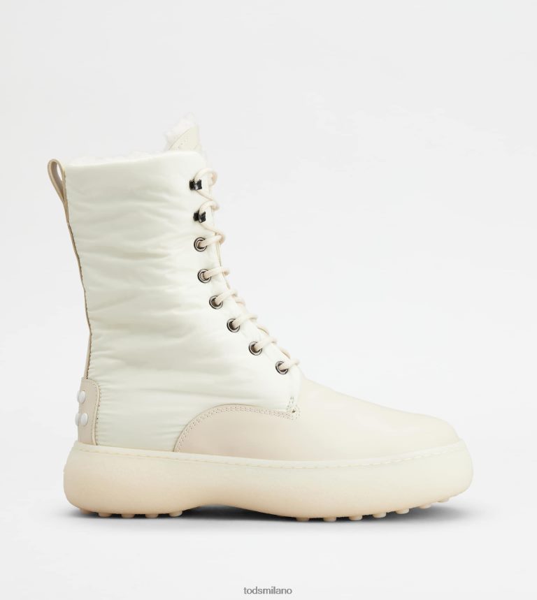 donnebianco Tod's w. G. stivaletti stringati in pelle e tessuto P66X8B154
