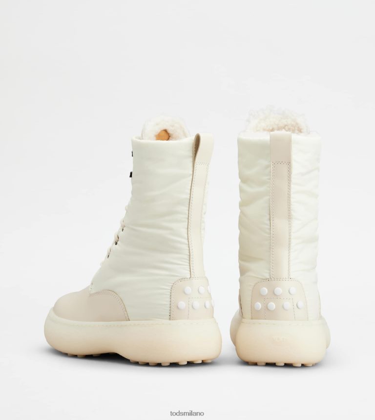 donnebianco Tod's w. G. stivaletti stringati in pelle e tessuto P66X8B154