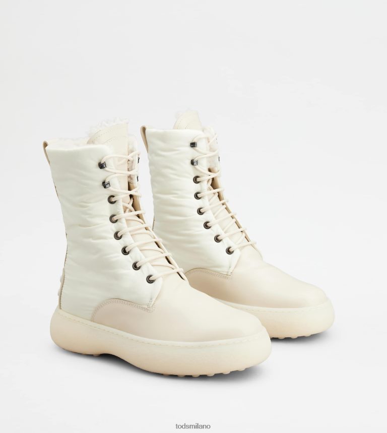 donnebianco Tod's w. G. stivaletti stringati in pelle e tessuto P66X8B154