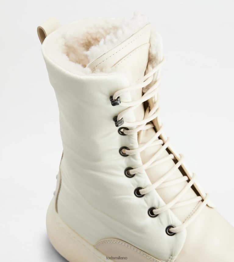 donnebianco Tod's w. G. stivaletti stringati in pelle e tessuto P66X8B154