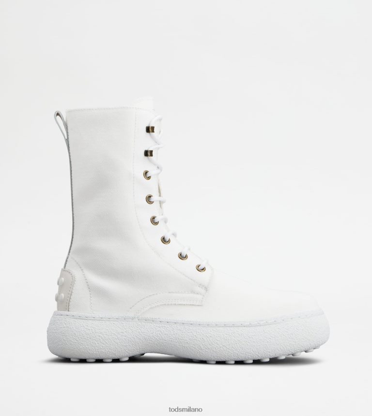 donnebianco Tod's w. G. stivaletti stringati in tela e pelle P66X8B152