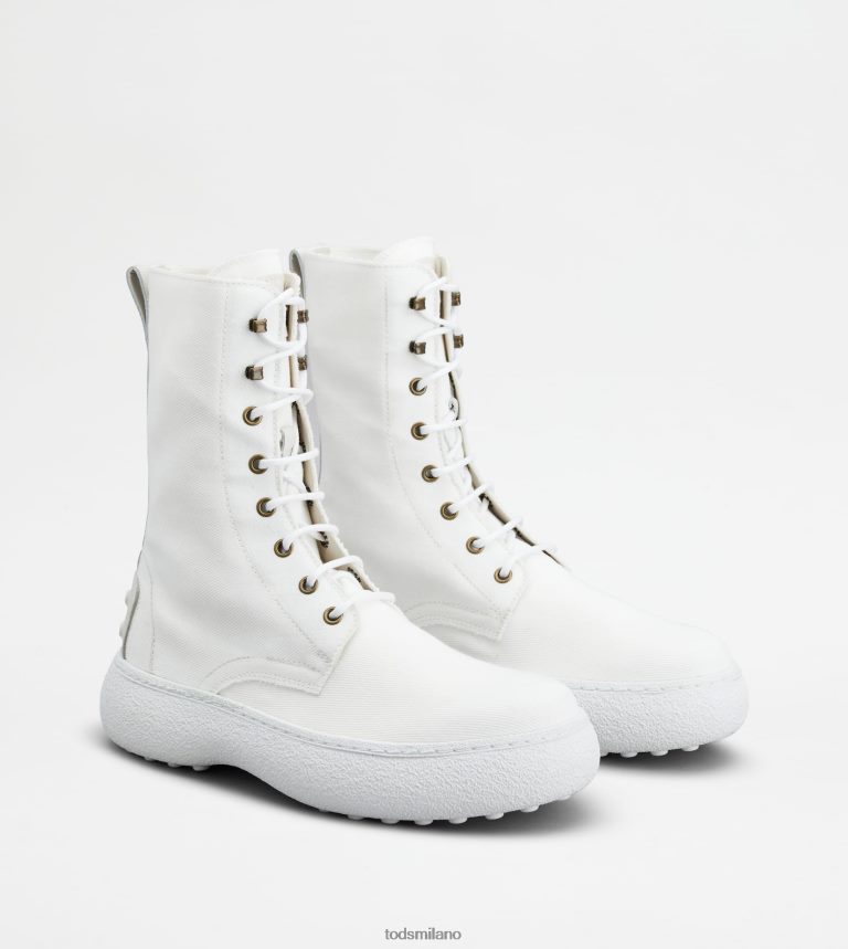 donnebianco Tod's w. G. stivaletti stringati in tela e pelle P66X8B152