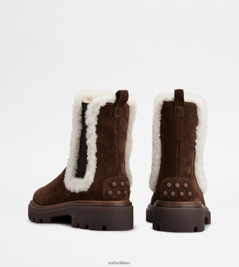 donnemarrone Tod's stivali chelsea in pelle scamosciata e montone P66X8B176