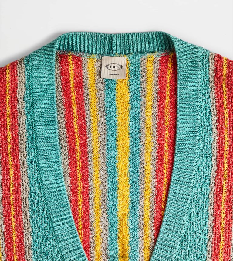 donneazzurro/giallo/arancione Tod's Cardigan in misto lino P66X8B555