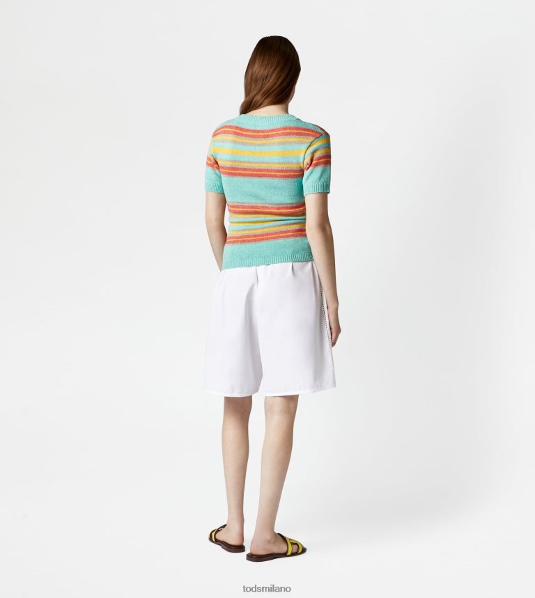 donneazzurro/giallo/arancione Tod's Maglia in misto lino a maniche corte P66X8B554