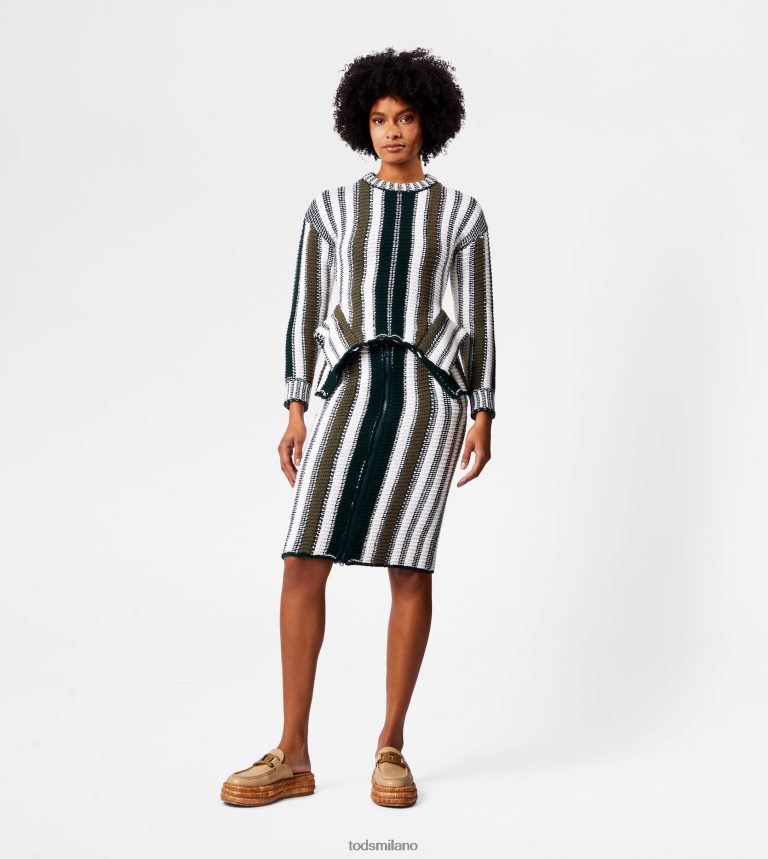 donnebianco/verde/giallo Tod's Maglia a righe in lana P66X8B589