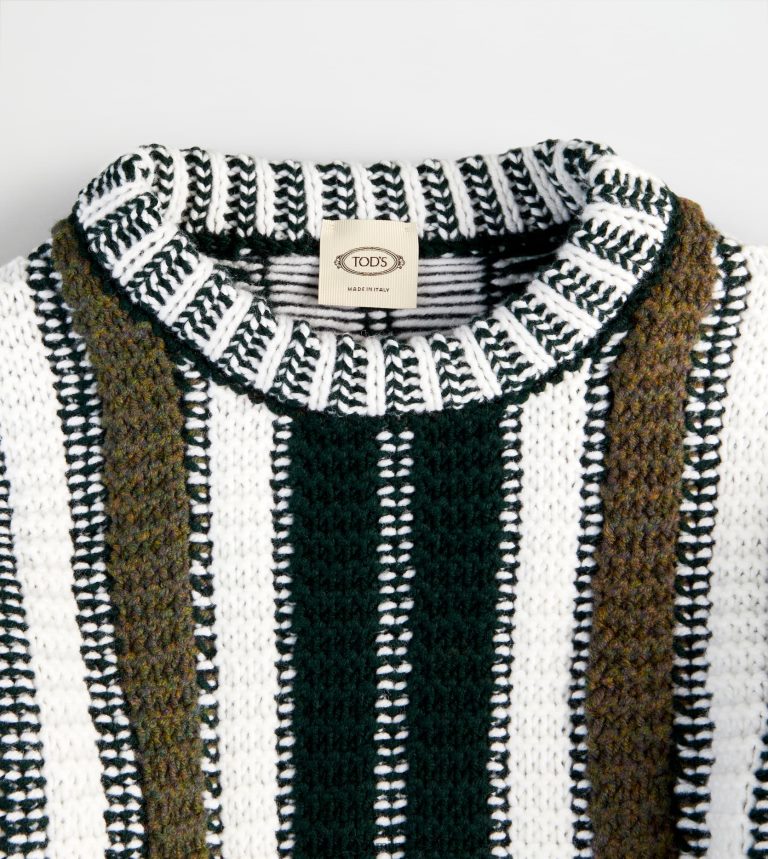 donnebianco/verde/giallo Tod's Maglia a righe in lana P66X8B589
