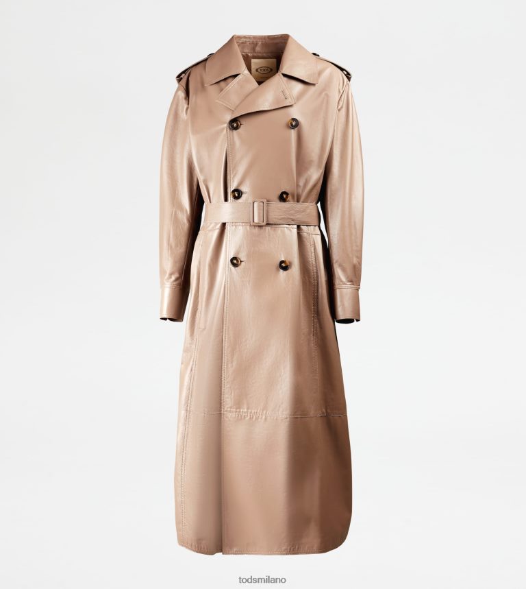 donnebeige Tod's trench in pelle P66X8B595