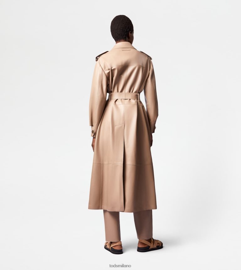 donnebeige Tod's trench in pelle P66X8B595