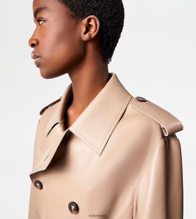 donnebeige Tod's trench in pelle P66X8B595