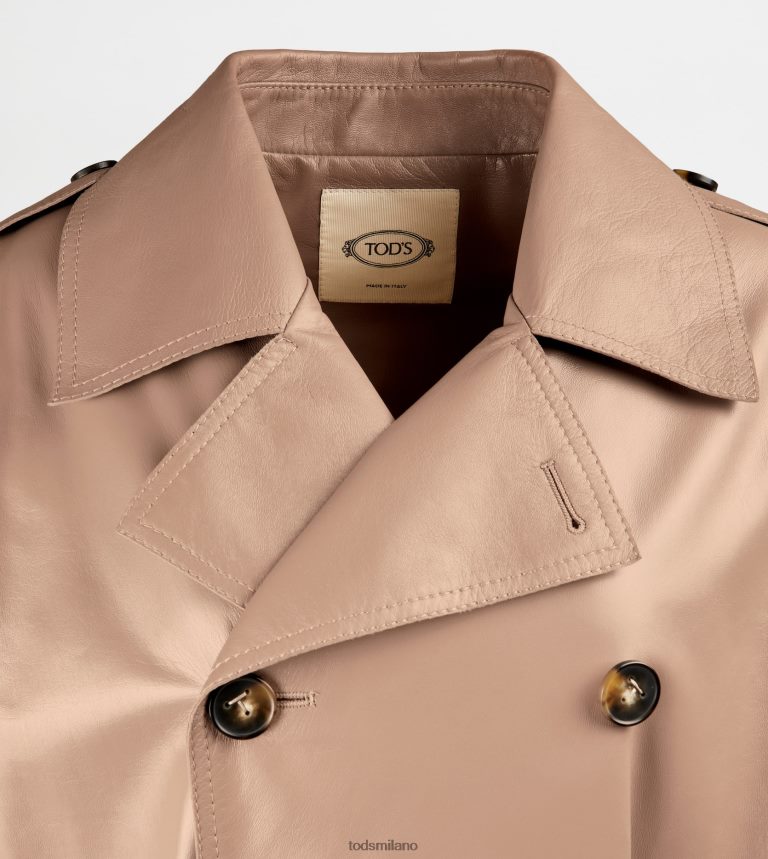 donnebeige Tod's trench in pelle P66X8B595