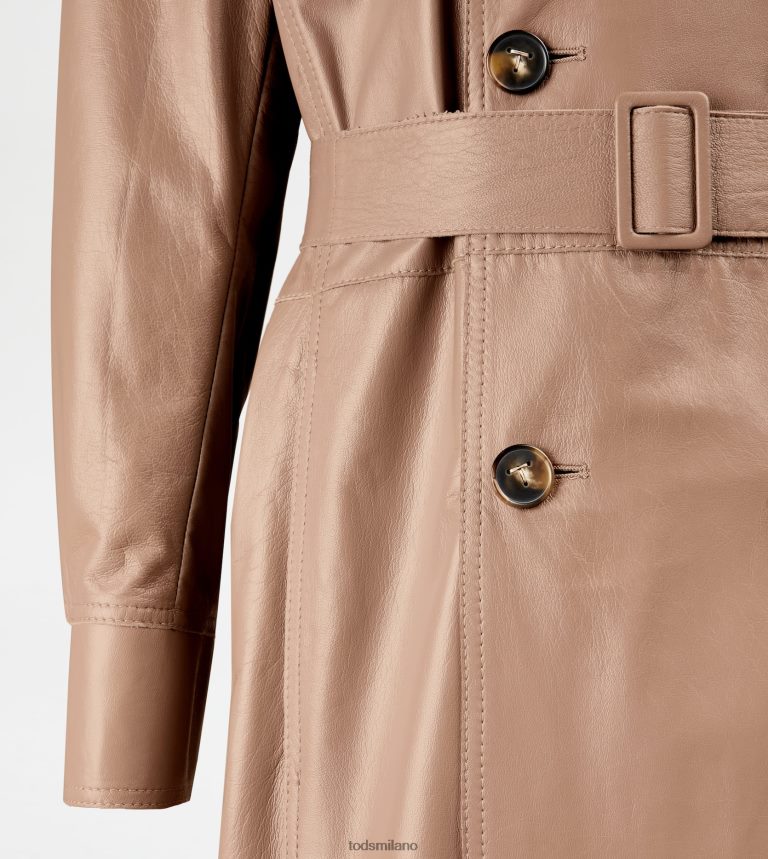 donnebeige Tod's trench in pelle P66X8B595