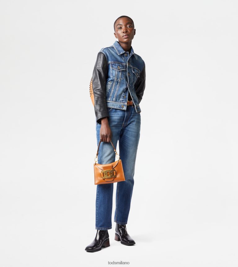 donneblu Tod's motociclista in denim e pelle P66X8B610