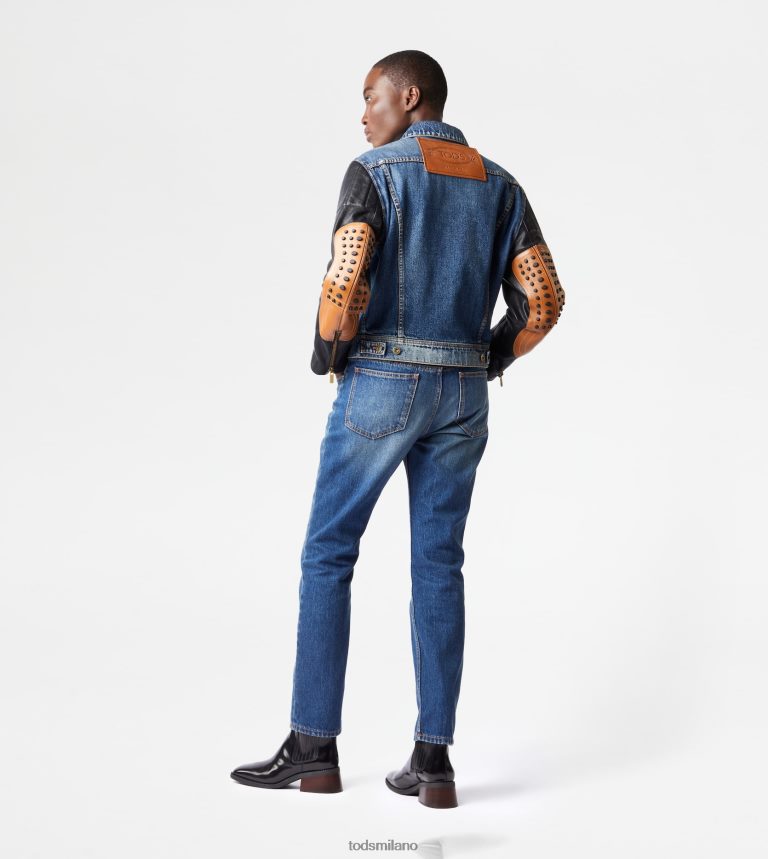 donneblu Tod's motociclista in denim e pelle P66X8B610