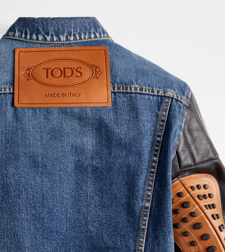 donneblu Tod's motociclista in denim e pelle P66X8B610