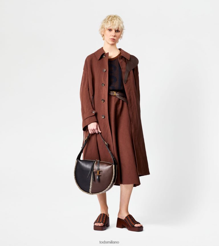 donnemarrone Tod's soprabito con inserti in pelle P66X8B596