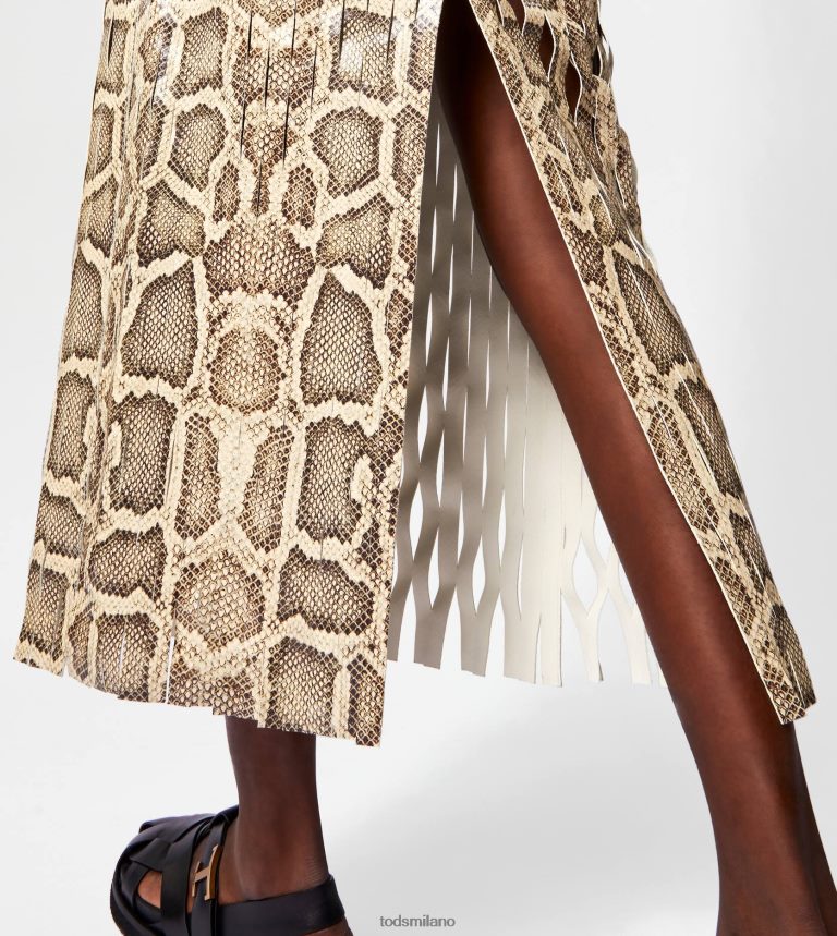 donnebeige/nero Tod's gonna midi in pelle stampa rettile P66X8B582