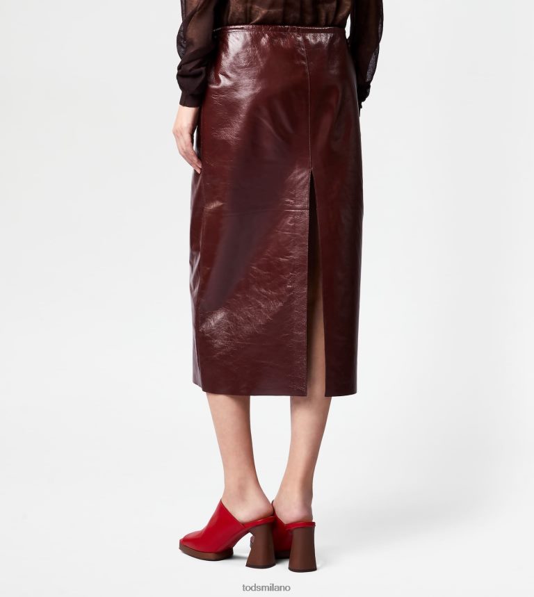 donnemarrone Tod's gonna in pelle P66X8B586