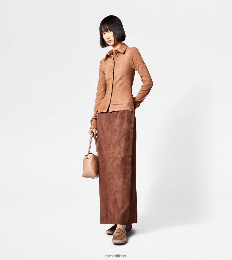 donnemarrone Tod's gonna lunga in camoscio P66X8B573