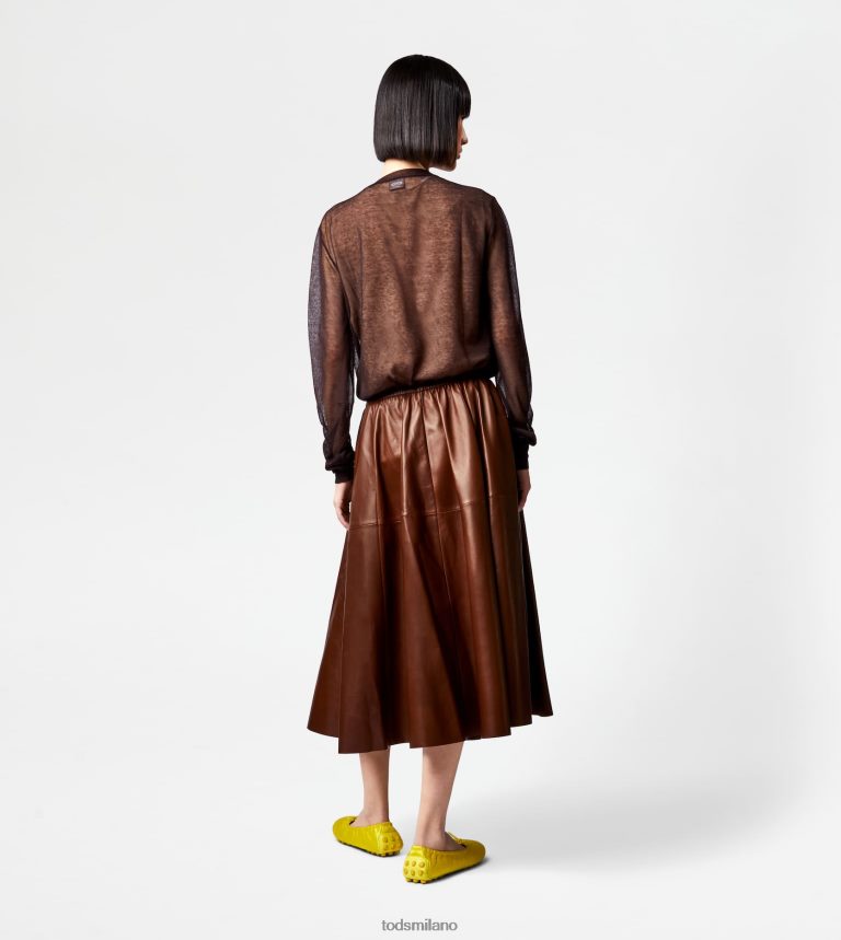 donnemarrone Tod's gonna svasata in pelle P66X8B571