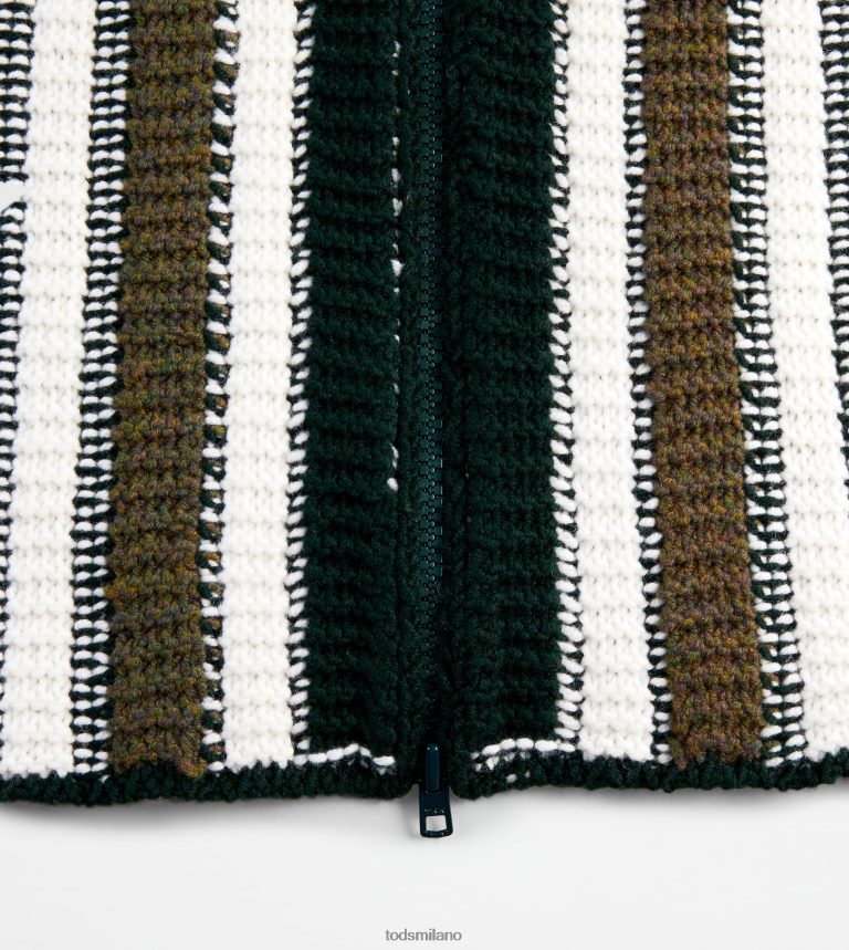donneverde/bianco Tod's gonna a righe in maglia P66X8B588