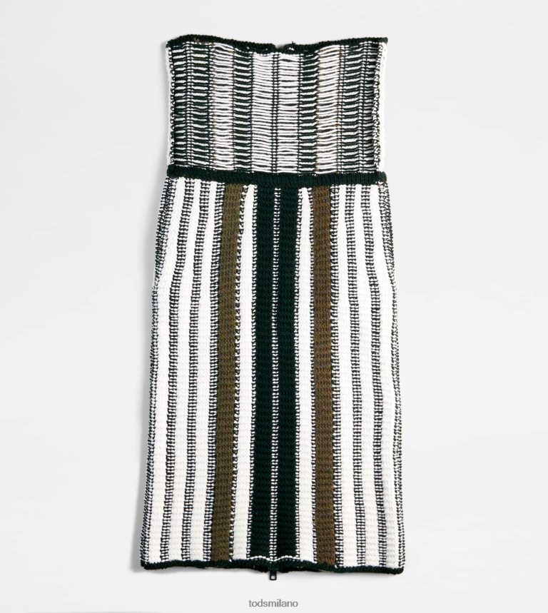 donneverde/bianco Tod's gonna a righe in maglia P66X8B588